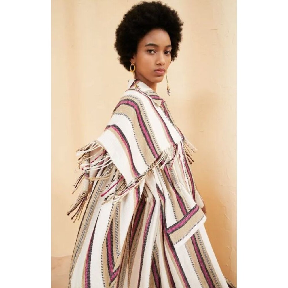 Ulla Johnson Isotta Robe Jacket Linen Striped Coat Beige Positano Small EUC - Picture 6 of 13